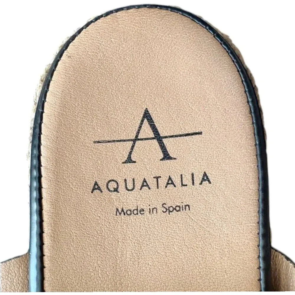Aquatalia Mae Espadrille Platform Sandals - Black and Natural - 8M